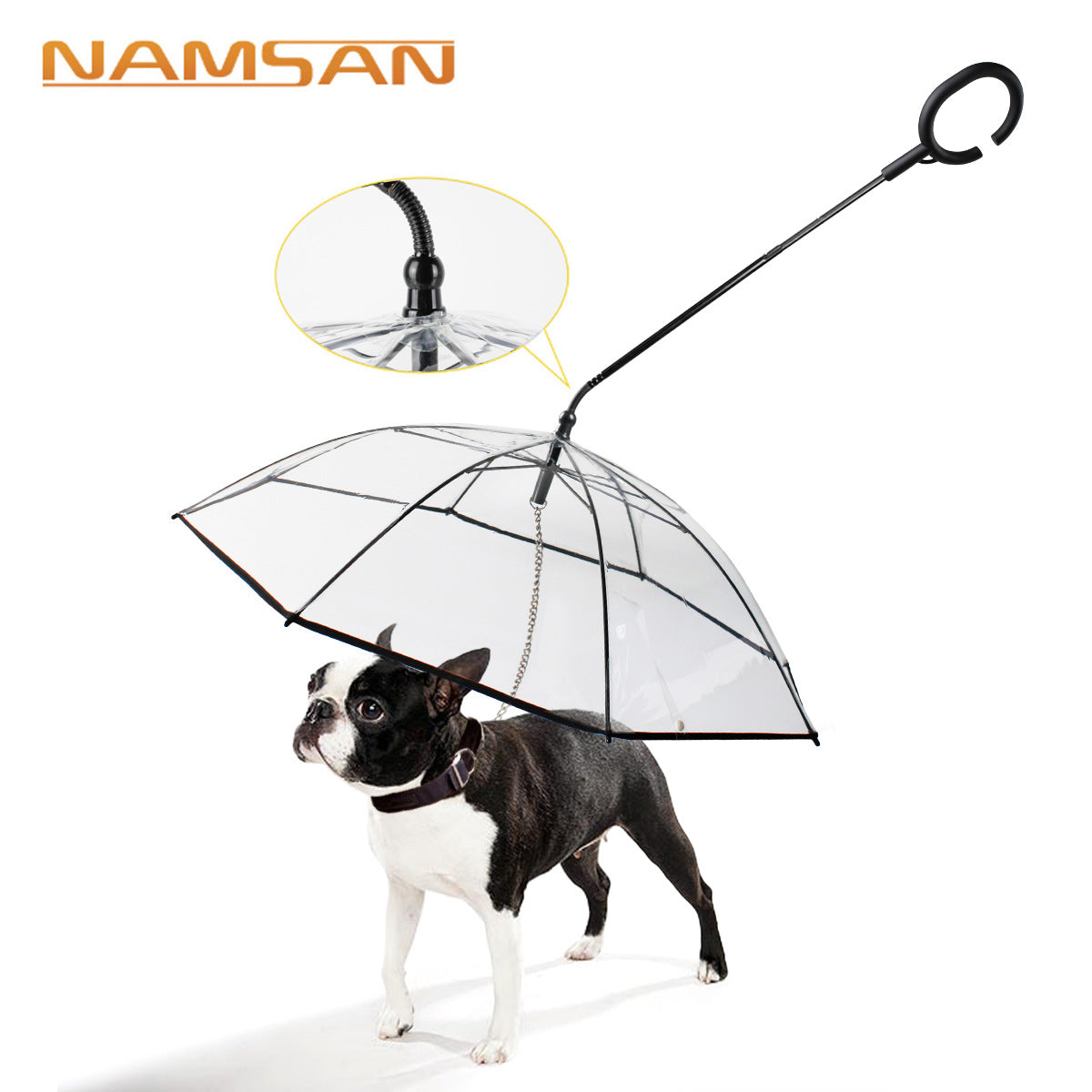 Transparent C-Shaped Pet Umbrella – Adjustable Dog Walking Umbrella Leash for Rainy Days (Hands-Free, Waterproof)