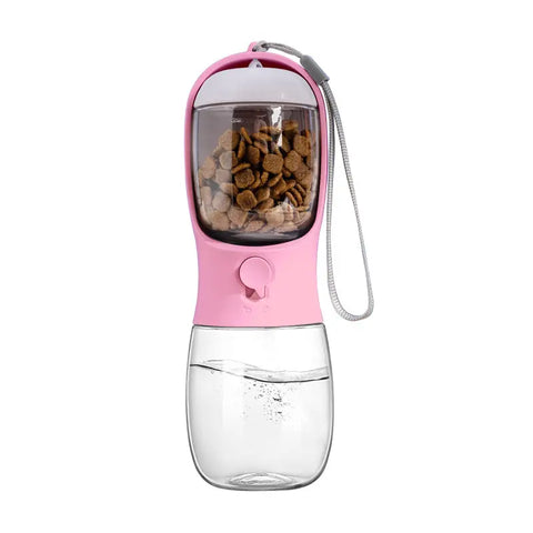 2-in-1 Pet Water Feeder – Portable Food & Water Bottle for Pets – Large 550ml+100g grain