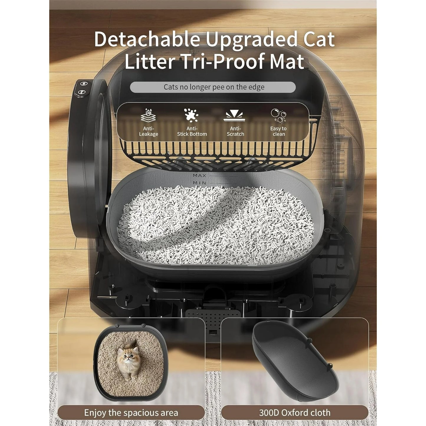 OMCPET Self-Cleaning Cat Litter Box (100L) – Automatic Large Robot for Multiple Cats (2025, Black)
