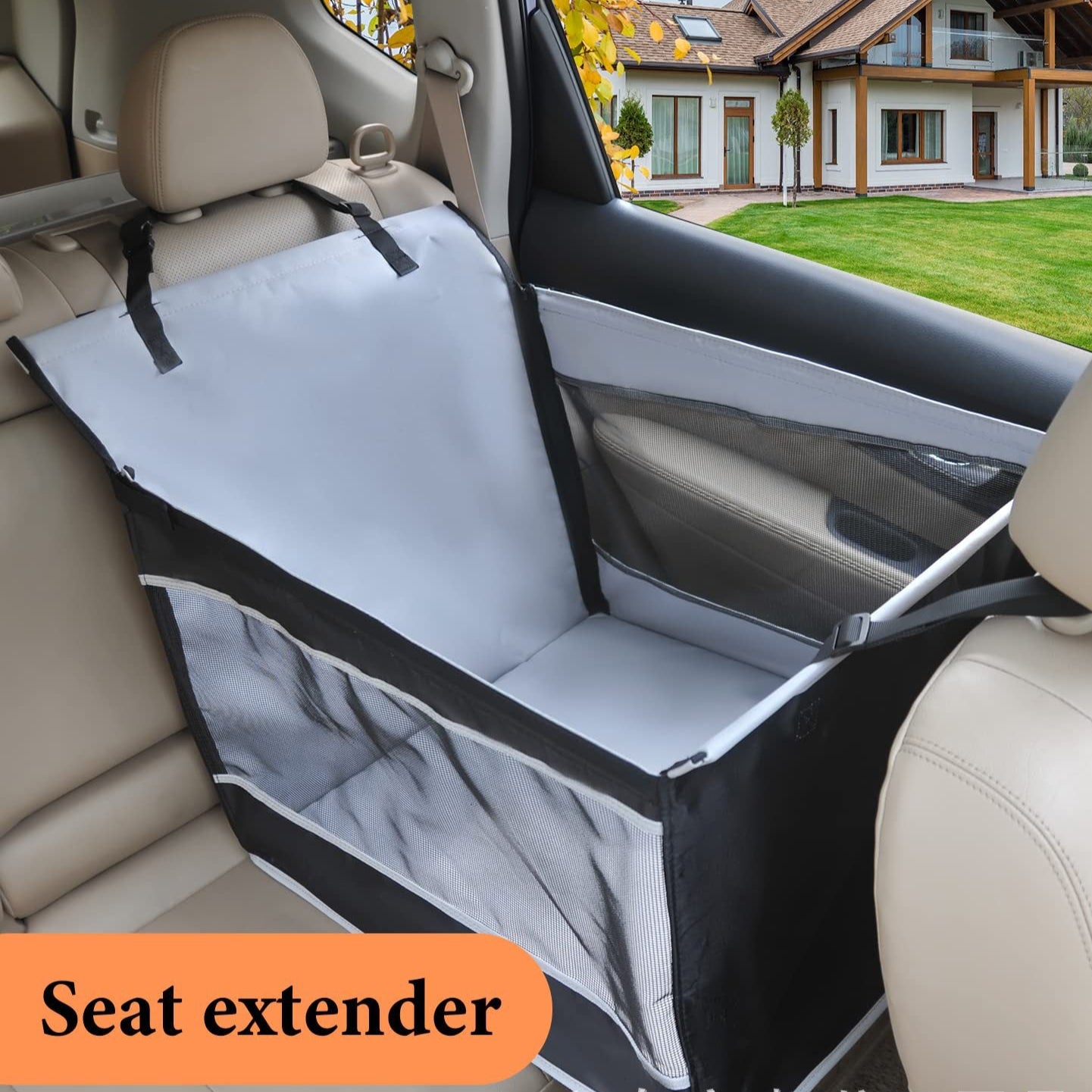 Car seat extender installed in a vehicle
