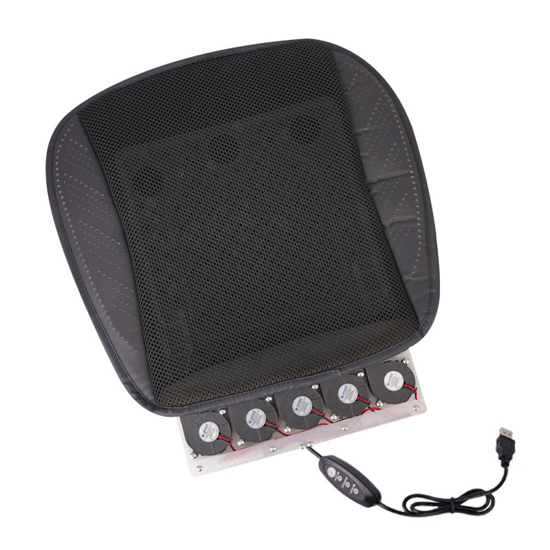 3D Ice Silk Car Seat Cooler - Summer Breathable Cushion with USB Fan