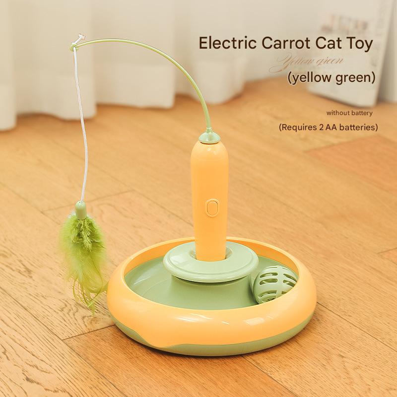Electric Rotating Cat Toy – Feather Teaser Stick for Interactive Play