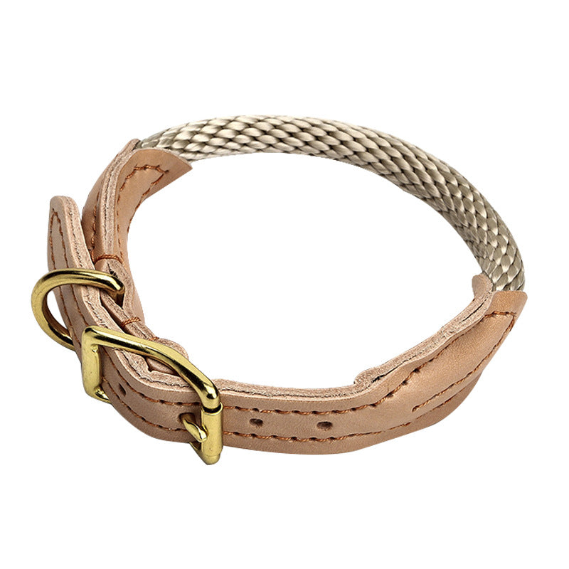 Soft Leather & Nylon Dog Collar – Adjustable for All Sizes