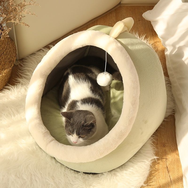 Semi-Enclosed Cat Litter House – Removable, Washable & Cozy Cat Bed