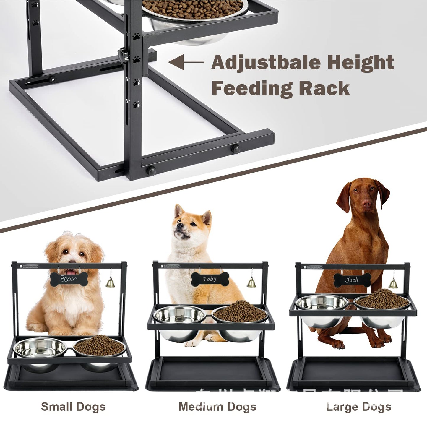 Adjustable Elevated Dog Bowl – Double Stainless Steel Feeder Stand