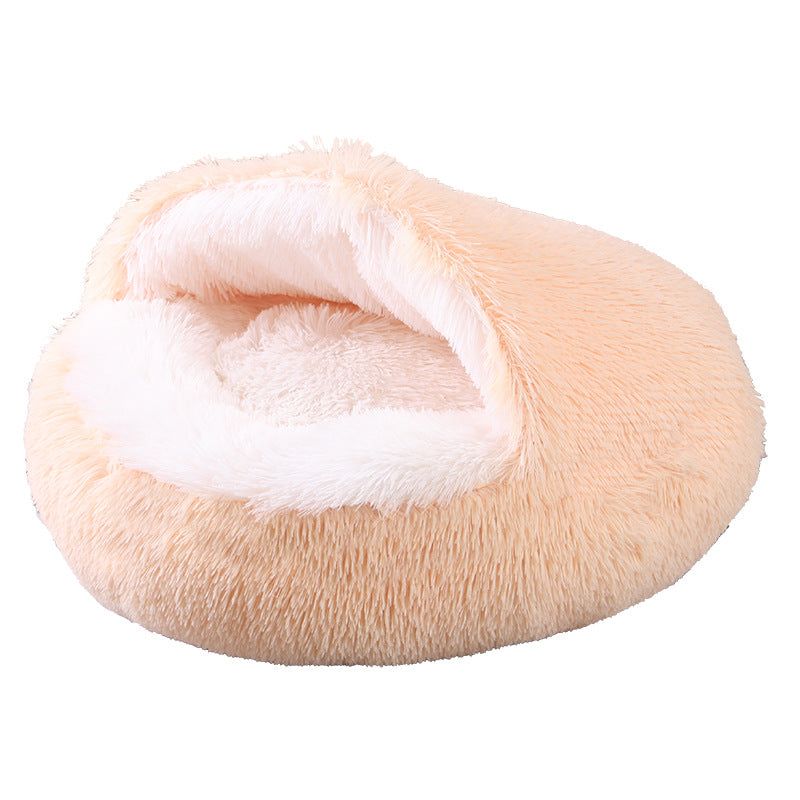 Plush Half-Enclosed Cat Bed – Dual-Purpose Sleep Mat & Nest