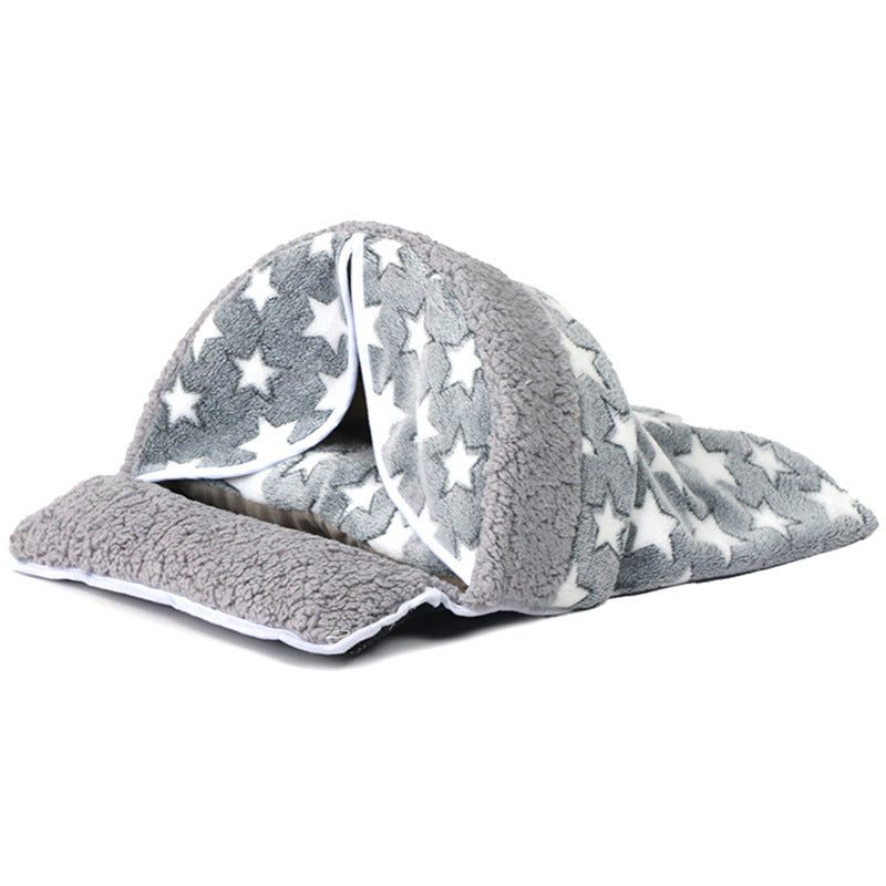 Plush Tunnel Cat Bed – Cozy Double-Layer Winter Nest