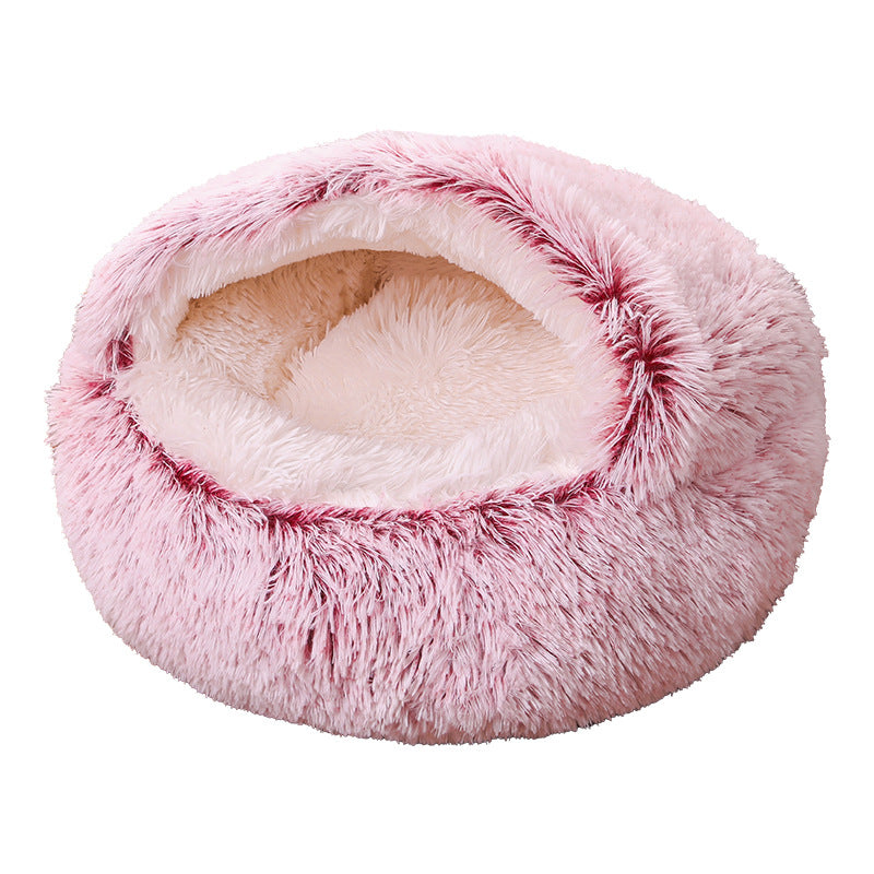 Plush Half-Enclosed Cat Bed – Dual-Purpose Sleep Mat & Nest