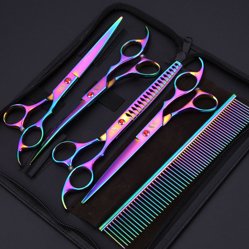 7.0 Inch Jipai Colorful Pet Grooming Scissors Set – Professional Colorful Stainless Steel Shears for Dogs & Cats
