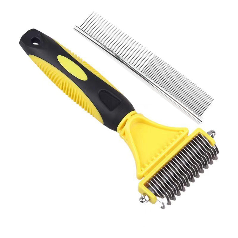 Stainless Steel Pet Knot Rake – Grooming Comb for Dogs with Thick or Matted Fur
