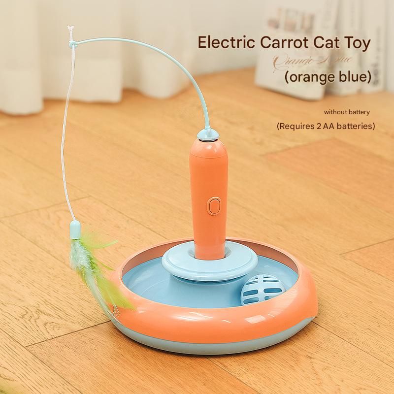 Electric Rotating Cat Toy – Feather Teaser Stick for Interactive Play