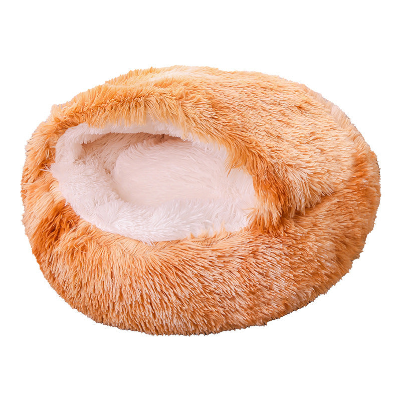 Plush Half-Enclosed Cat Bed – Dual-Purpose Sleep Mat & Nest