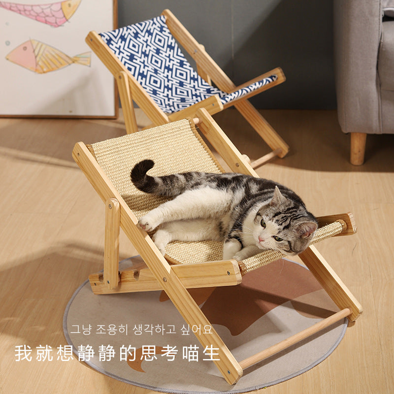 😺 Cat Scratch Board & Summer Hammock Bed – All-in-One Cat Nest, Lounger & Scratcher | Beach Chair-Inspired Cat Sofa