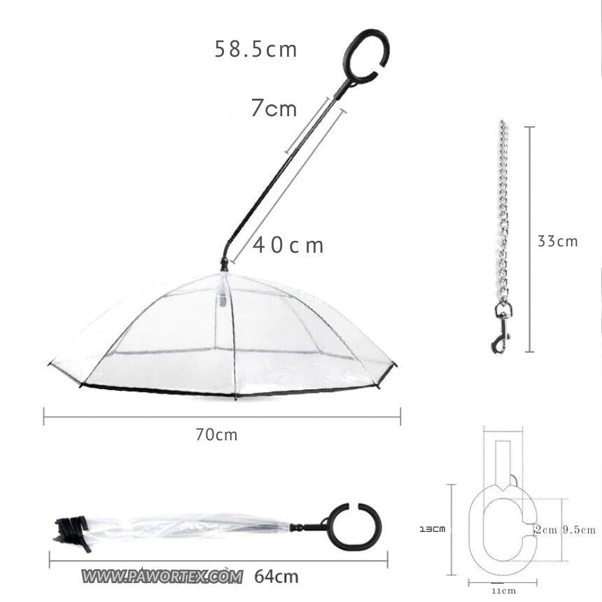 Transparent C-Shaped Pet Umbrella – Adjustable Dog Walking Umbrella Leash for Rainy Days (Hands-Free, Waterproof)