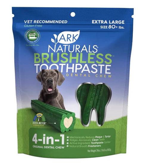 Ark Naturals Brushless Toothpaste dental chews for extra large dogs 80+ lbs, 24oz bag