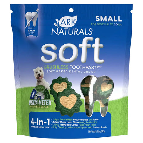 Ark Naturals Soft Brushless Toothpaste dental chews for small dogs up to 30 lbs.