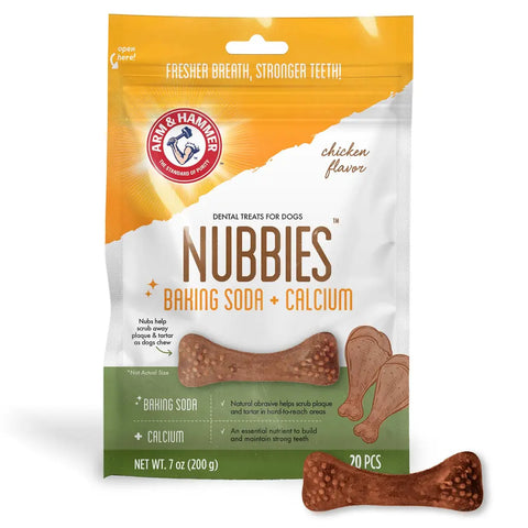Arm and Hammer Nubbies dental treats for dogs chicken flavor baking soda and calcium 20 pieces