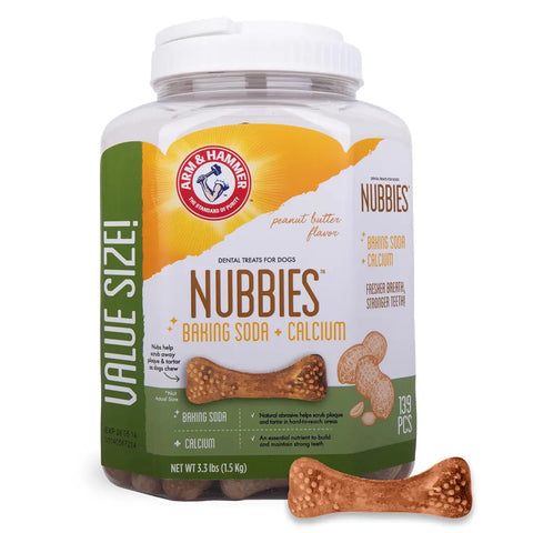 Arm and Hammer Nubbies peanut butter flavor dog dental treats value size 3.3 lbs 139 count
