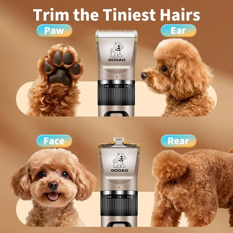 Gooad dog grooming clippers kit gold — cordless rechargeable pet hair trimmer for paws, ears, face, and sanitary trims