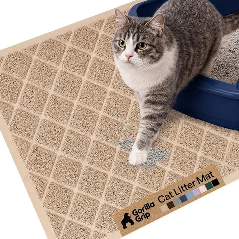 Tan Gorilla Grip cat litter mat showing litter trapping mesh coils with available color variants