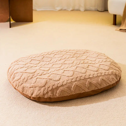 Gray "DEEP SLEEP" pet bed with size chart and orthopedic memory foam for pet rest