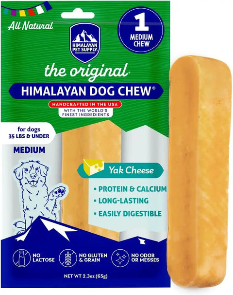 Himalayan Pet Supply original all-natural medium yak cheese dog chew stick for dogs 35 lbs and under