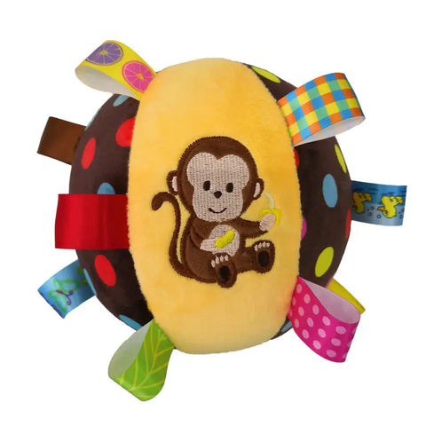 Inflatable dog football toy with playful monkey design for outdoor fetch and teething