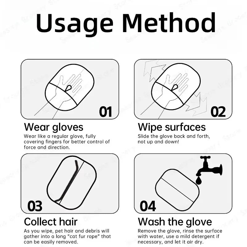 Electrostatic Pet Hair Removal Gloves - 2-in-1 Dog & Cat Hair Remover for Furniture, Carpets & Clothes | Reusable Grooming & Cleaning Gloves