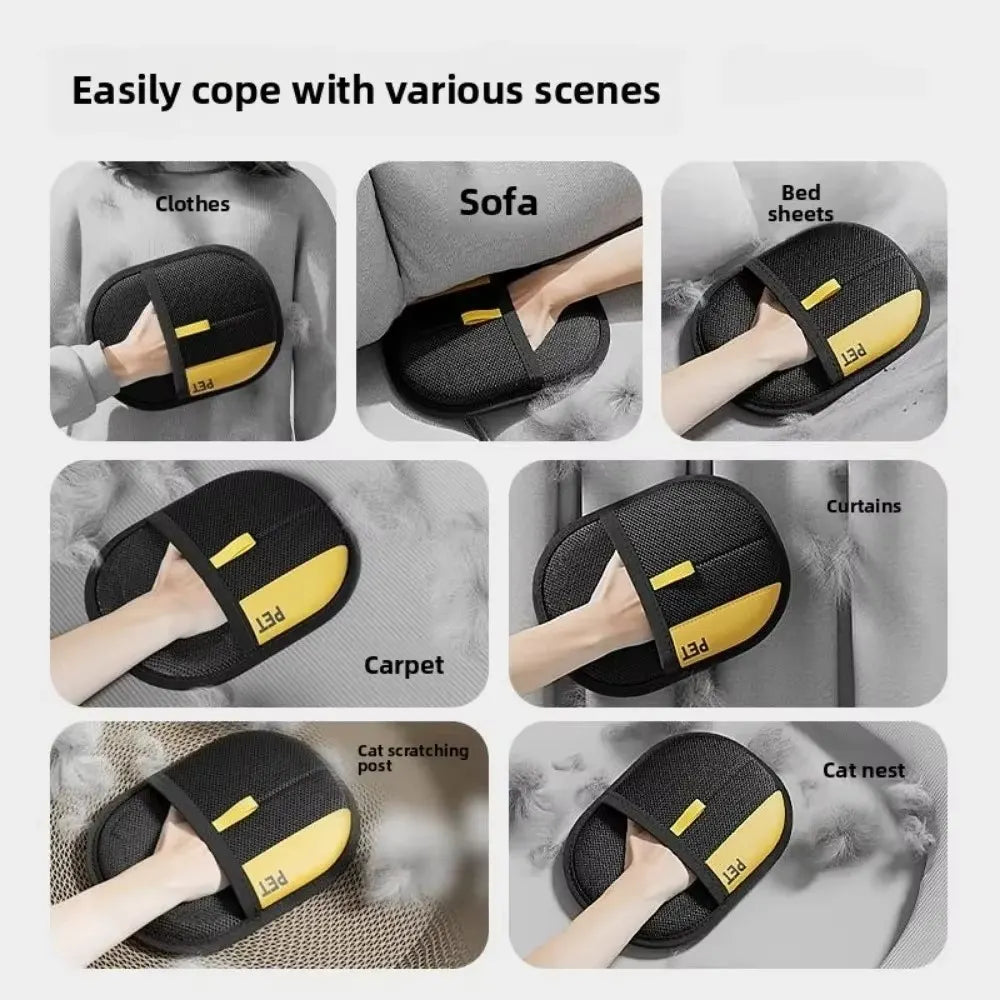 Electrostatic Pet Hair Removal Gloves - 2-in-1 Dog & Cat Hair Remover for Furniture, Carpets & Clothes | Reusable Grooming & Cleaning Gloves