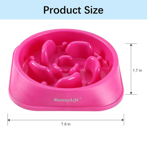 Product size measurements for the medium dog bowl showing 7.8 inches width and 1.7 inches height.