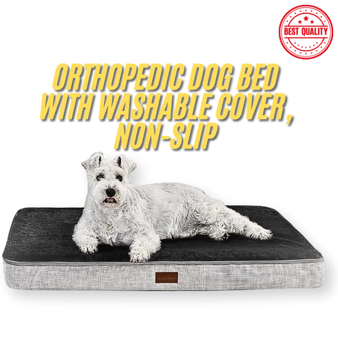 Orthopedic dog bed with washable cover and non-slip feature.