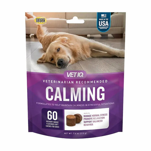 Package of VetIQ calming chews for dogs.