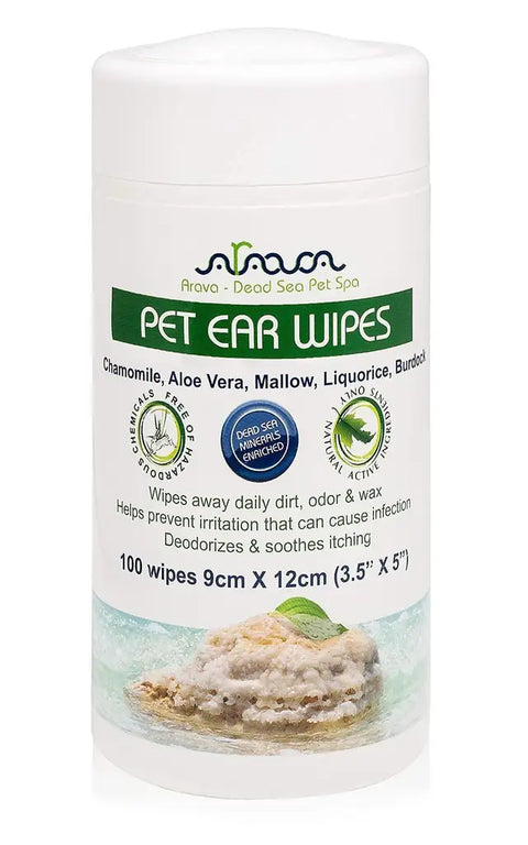 PawVortex pet ear wipes packaging on white background.