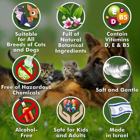 Pet ear wipes packaging with dog and cat on green background.