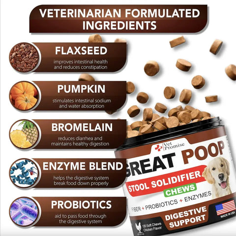 Probiotics for dogs as a stool softener.