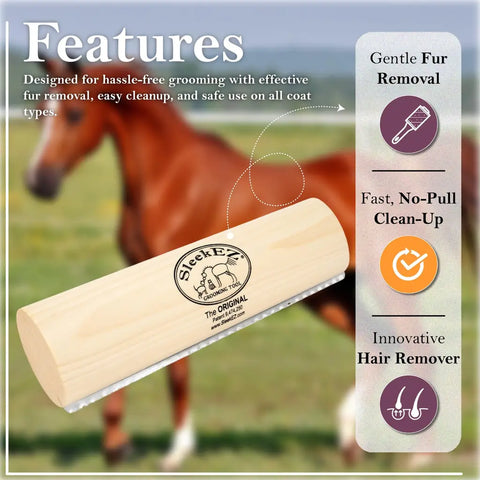nnovative hair remover features for horses showing effective fur removal and easy cleanup.