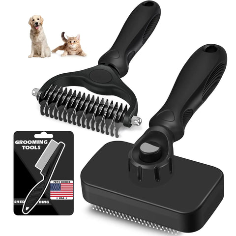 A professional Grey and black SWIHAUK pet grooming brush featuring a comfortable non-slip handle and retractable bristles.