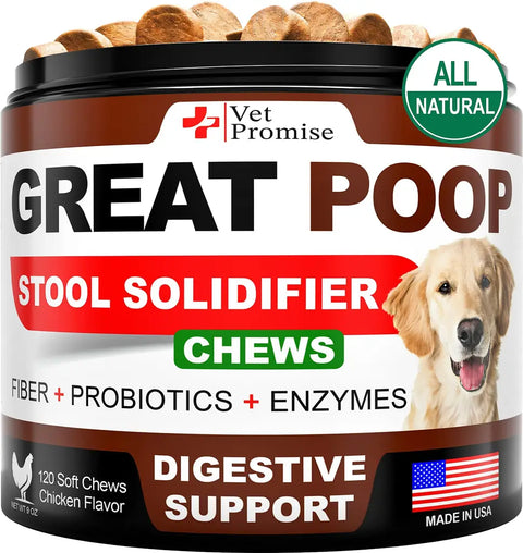 Vet Promise Great Poop Stool Solidifier Chews container.