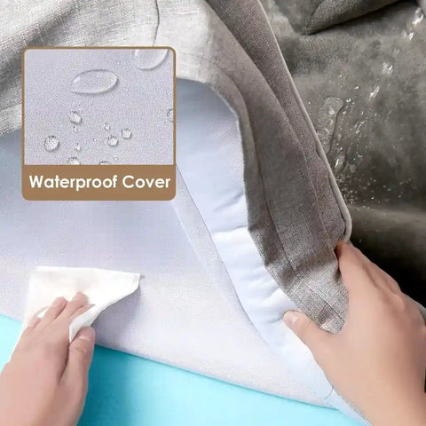 Close-up view of the waterproof TPU liner and spill-resistant fabric cover of the dog bed