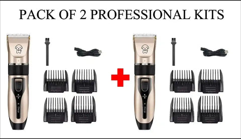 Wholesale 2-pack bundle option of the professional rechargeable pet grooming clipper set.