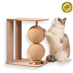 Vertical Cat Scratching Post Toy – Double Rope Ball Climbing Frame