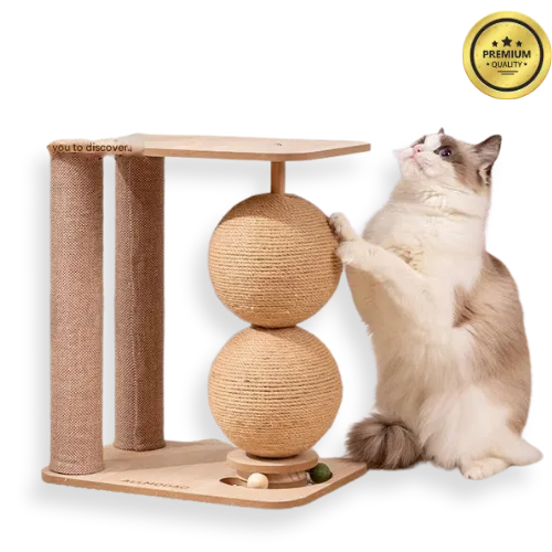 Vertical Cat Scratching Post Toy – Double Rope Ball Climbing Frame