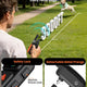 3,300-foot ultra-long-range remote dog collar with close-up diagrams of safety lock switch and detachable metal prongs