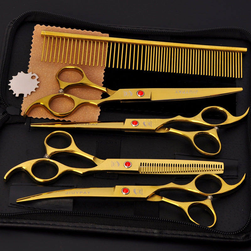 7.0 Inch Jipai Colorful Pet Grooming Scissors Set – Professional Colorful Stainless Steel Shears for Dogs &amp; Cats