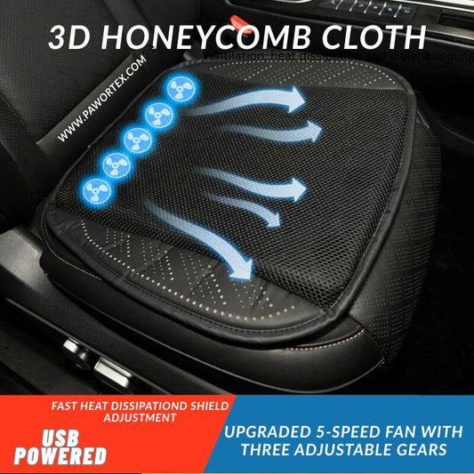 3D Ice Silk Car Seat Cooler - Summer Breathable Cushion with USB Fan
