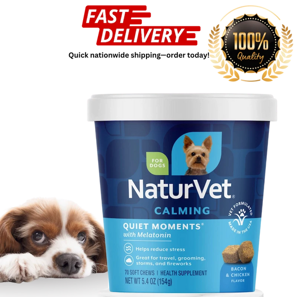 NaturVet Quiet Moments – 70 Soft Chews for Anxiety Relief