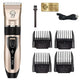 High-speed 5800 RPM pet clipper kit with four guard combs and a replacement cutting head.