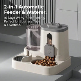 Cat-shaped gravity pet feeder and water dispenser