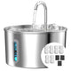 Automatic stainless steel cat water fountain with 8 replacement filters and 3 sponges 74oz.