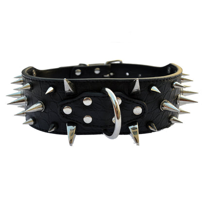 Spiked Leather Dog Collar – Crocodile Pattern for Large Dogs